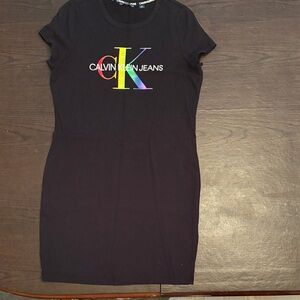 Calvin Klein Black Dress with Multicolor Logo